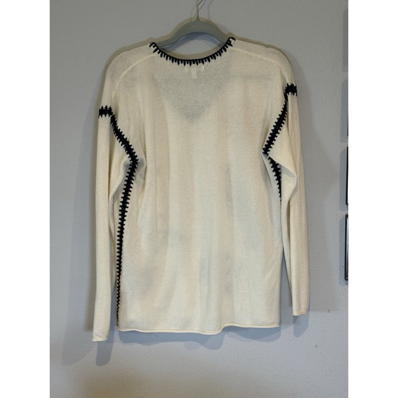 Johnny Was Celestial Embroidered Wool Cashmere Sweater Cream Sun Moon Stars M - Picture 2 of 7